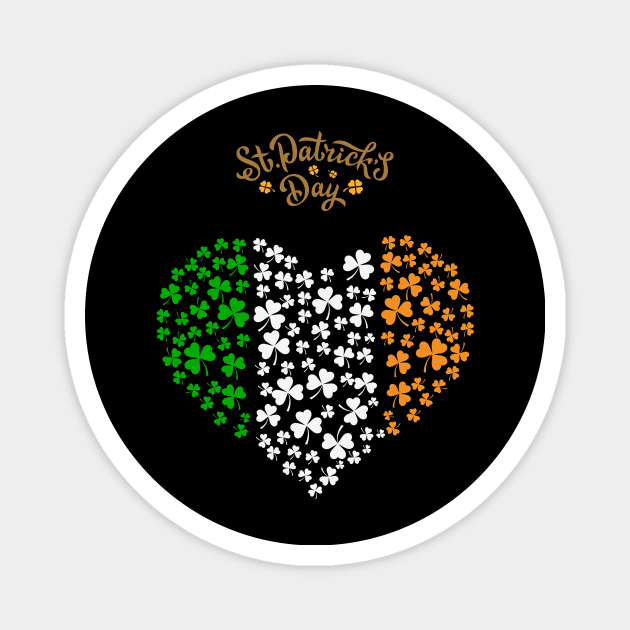 St Patricks Day Ireland Heart Design Magnet by Sanu Designs